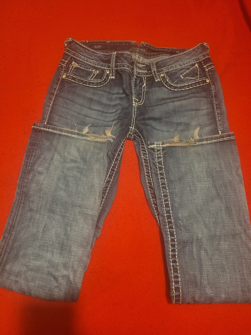 Vigoss Blue Distressed Wide Leg Jeans